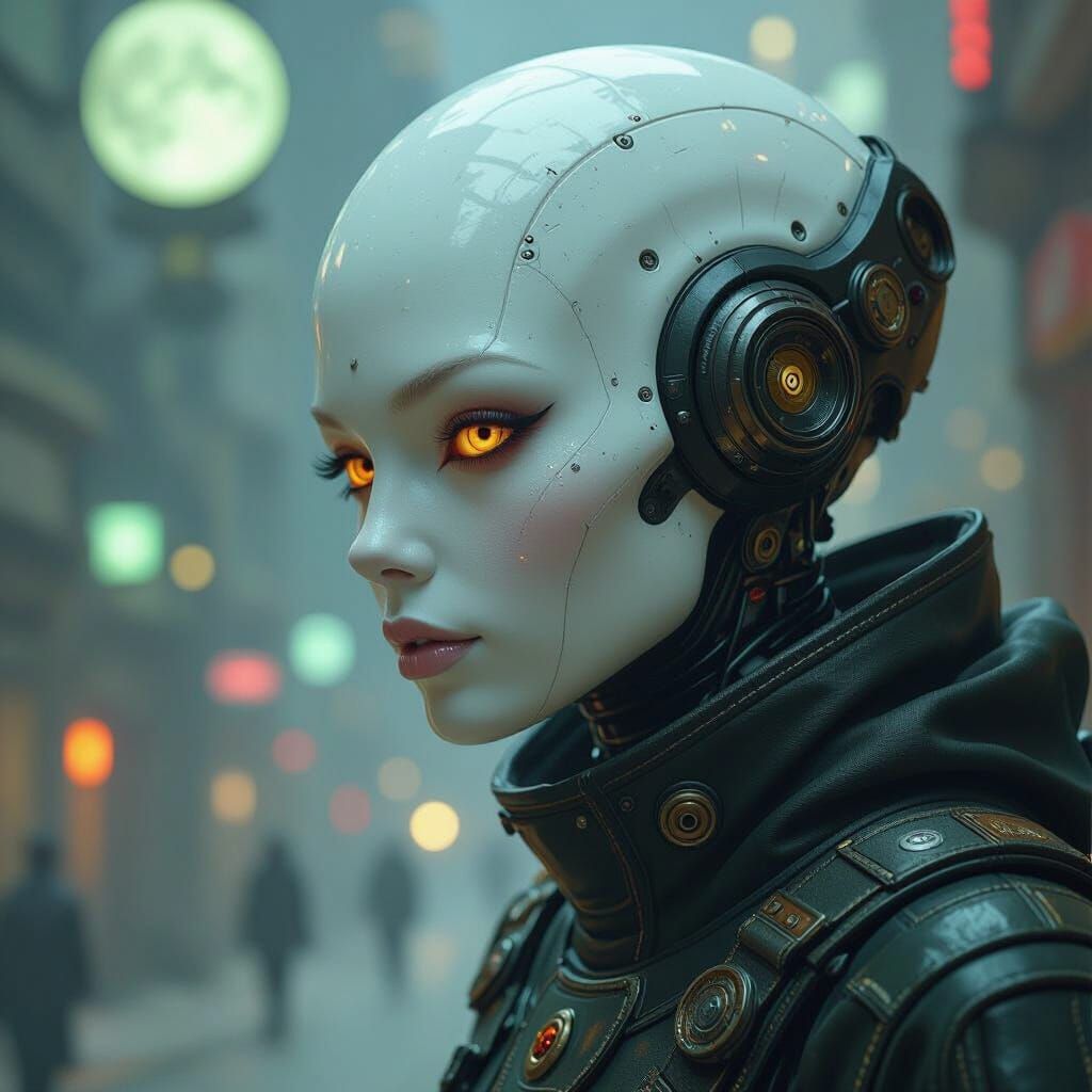 Bioluminescent Alien Ancestor in Dieselpunk World