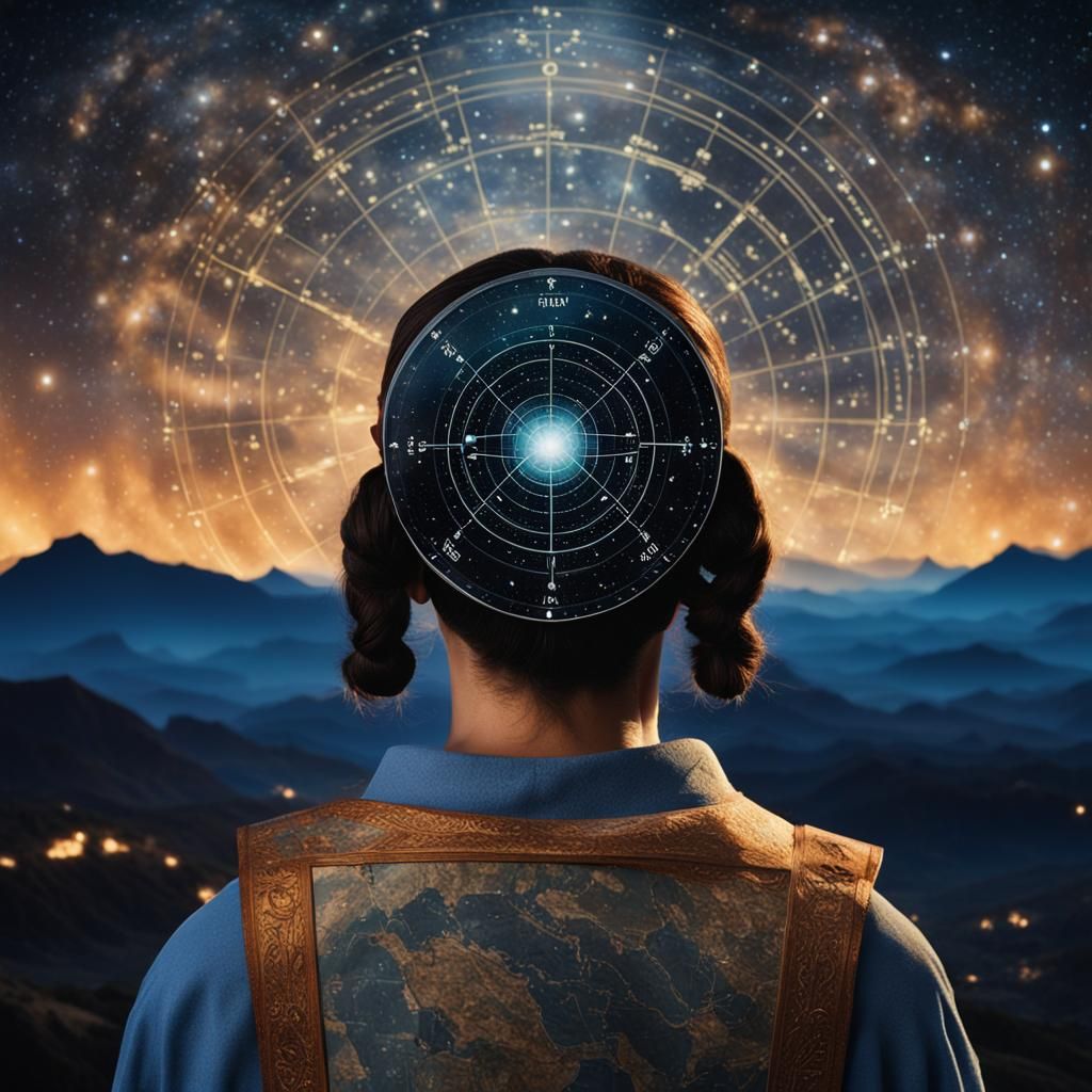 Libra Sign Portrait in Mystic Night Sky