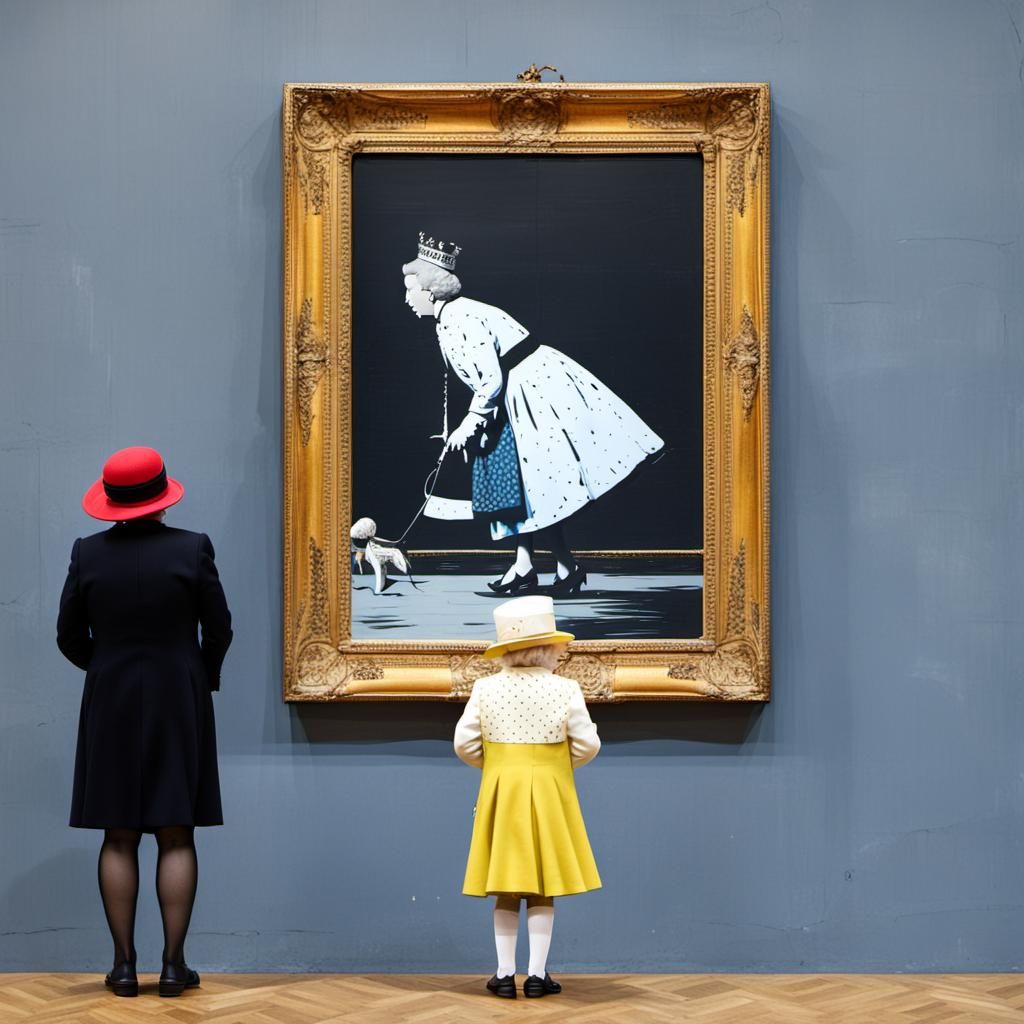 Queen Elizabeth Views Banksy-Inspired Art