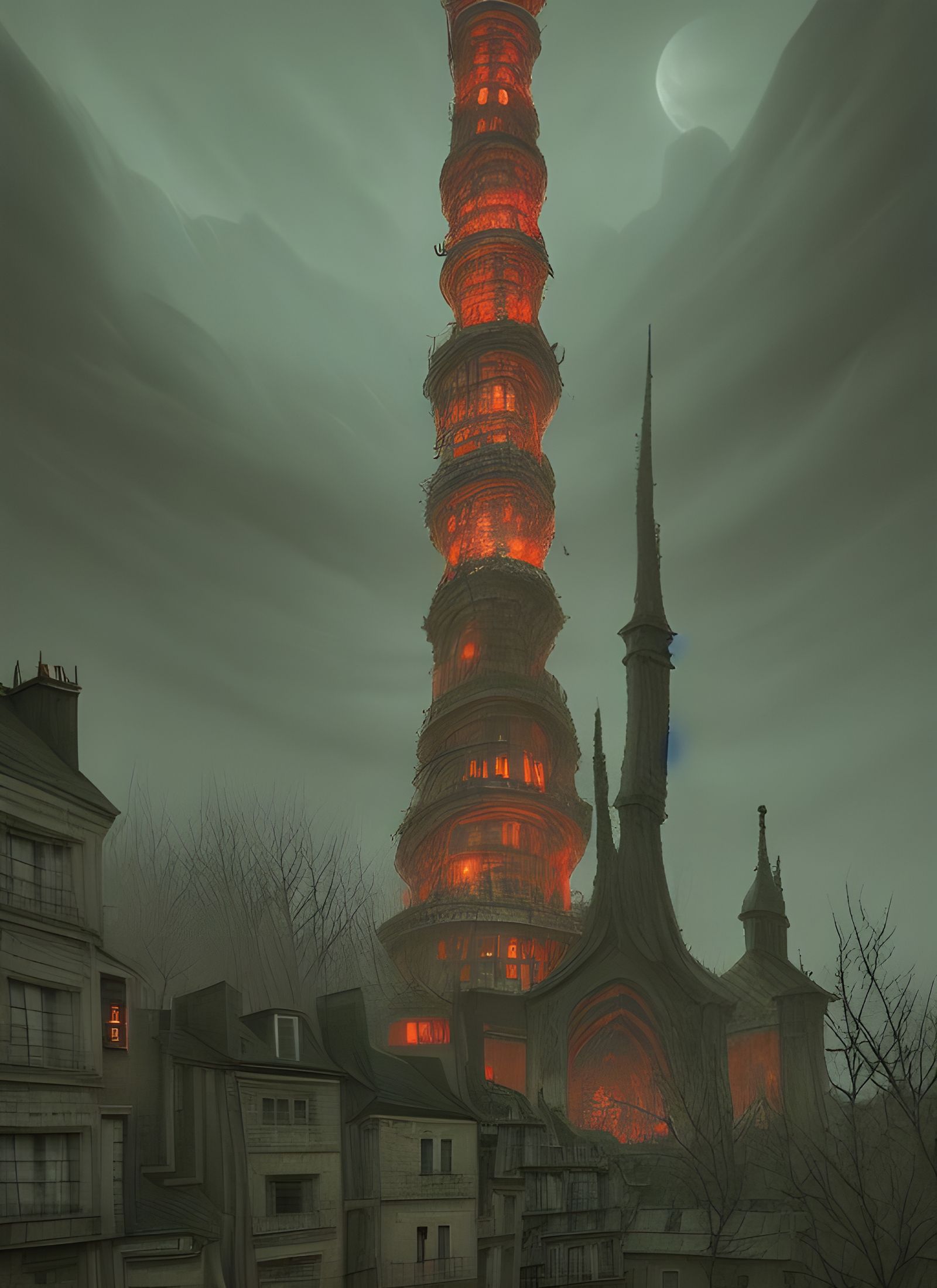 Haunted Tower in Paris: Horror Landscape