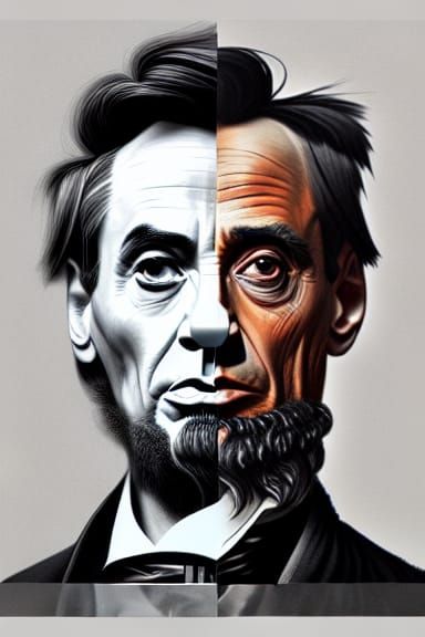 Lincoln and Downey Jr. Fusion Portrait in Art Nouveau Style
