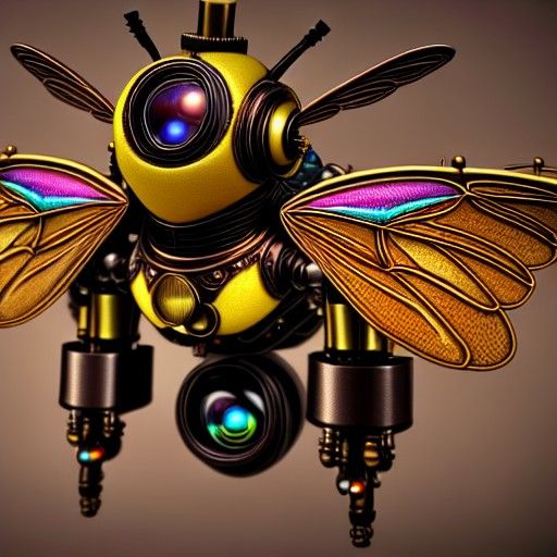 Steampunk Bumblebee with Rainbow Highlights