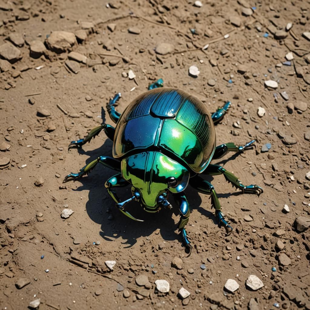 Metallic Dung Beetle in Pop Art Style
