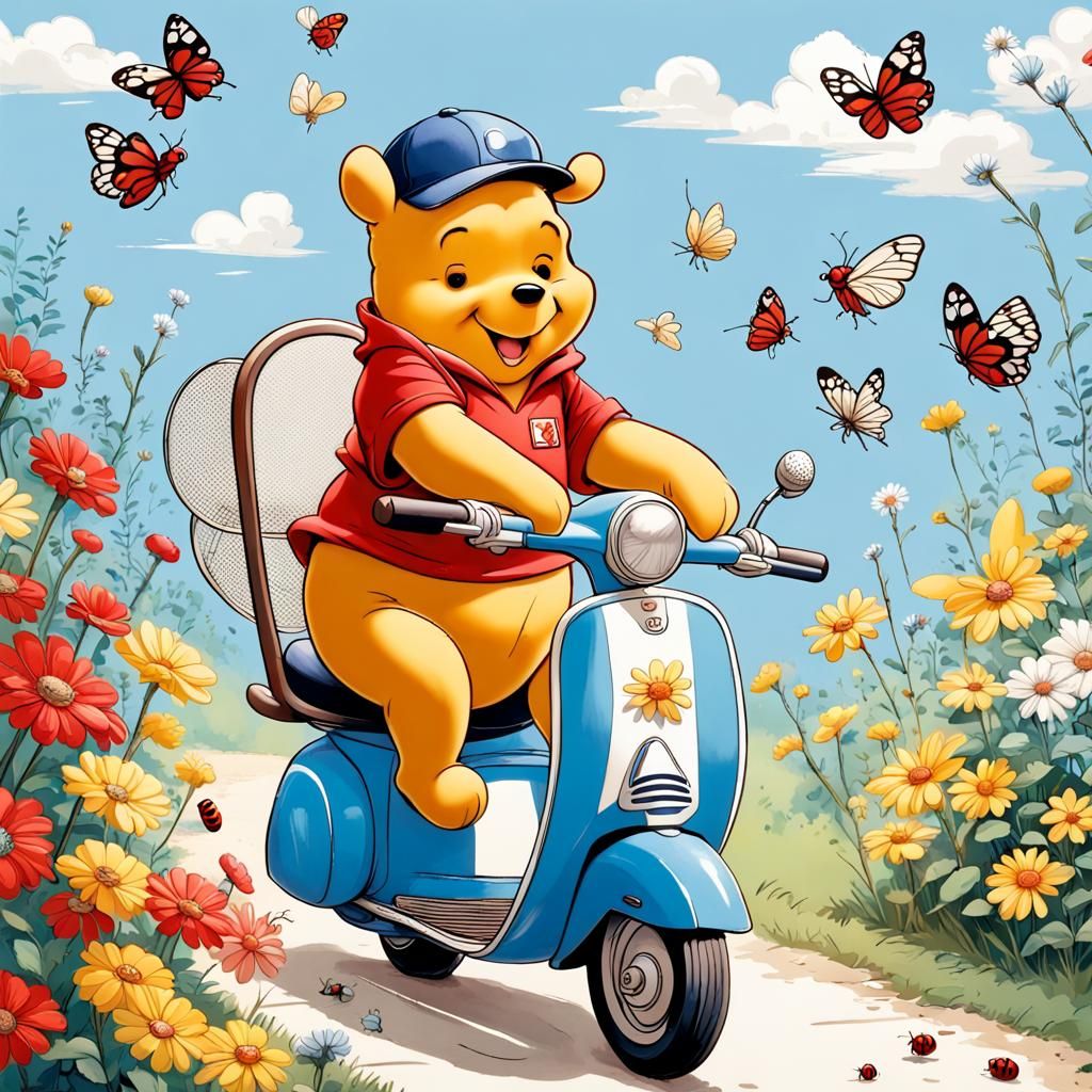 Winnie-the-Pooh Rides a Scooter