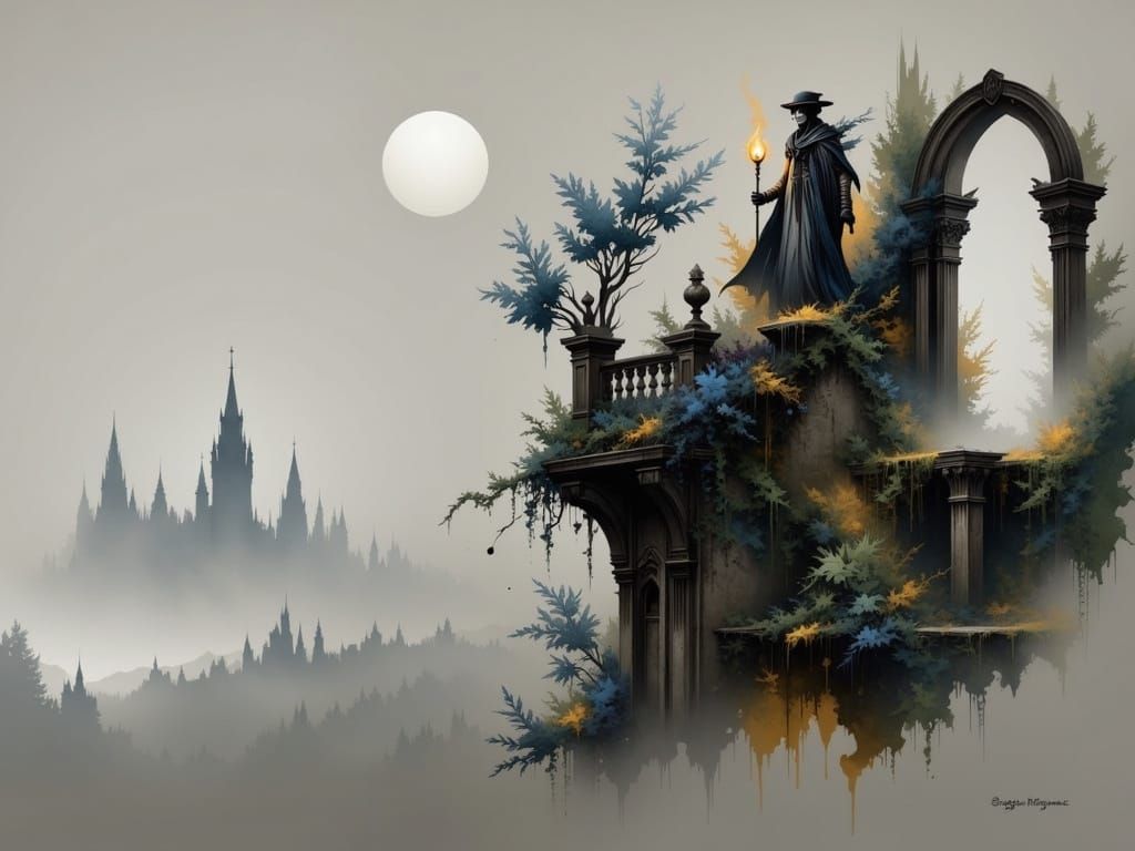 Ethereal Disappearance in a Haunting Cityscape