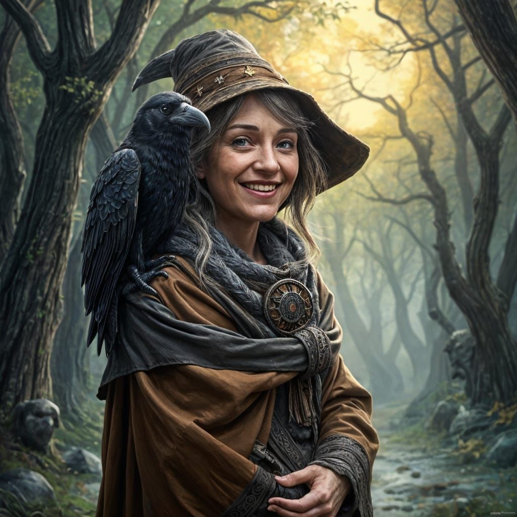 Ginger Witch and Raven: Fantasy Concept Art