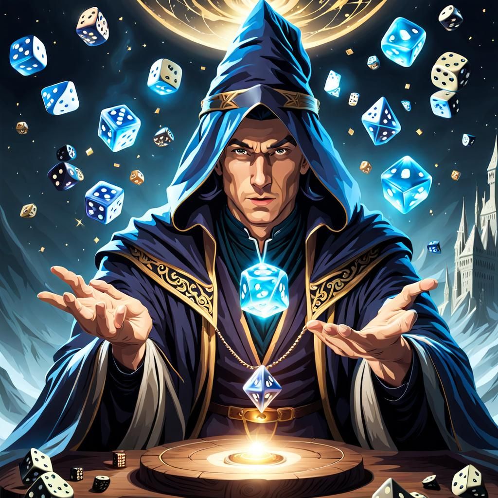 Young Wizard Conjuring Dice Art