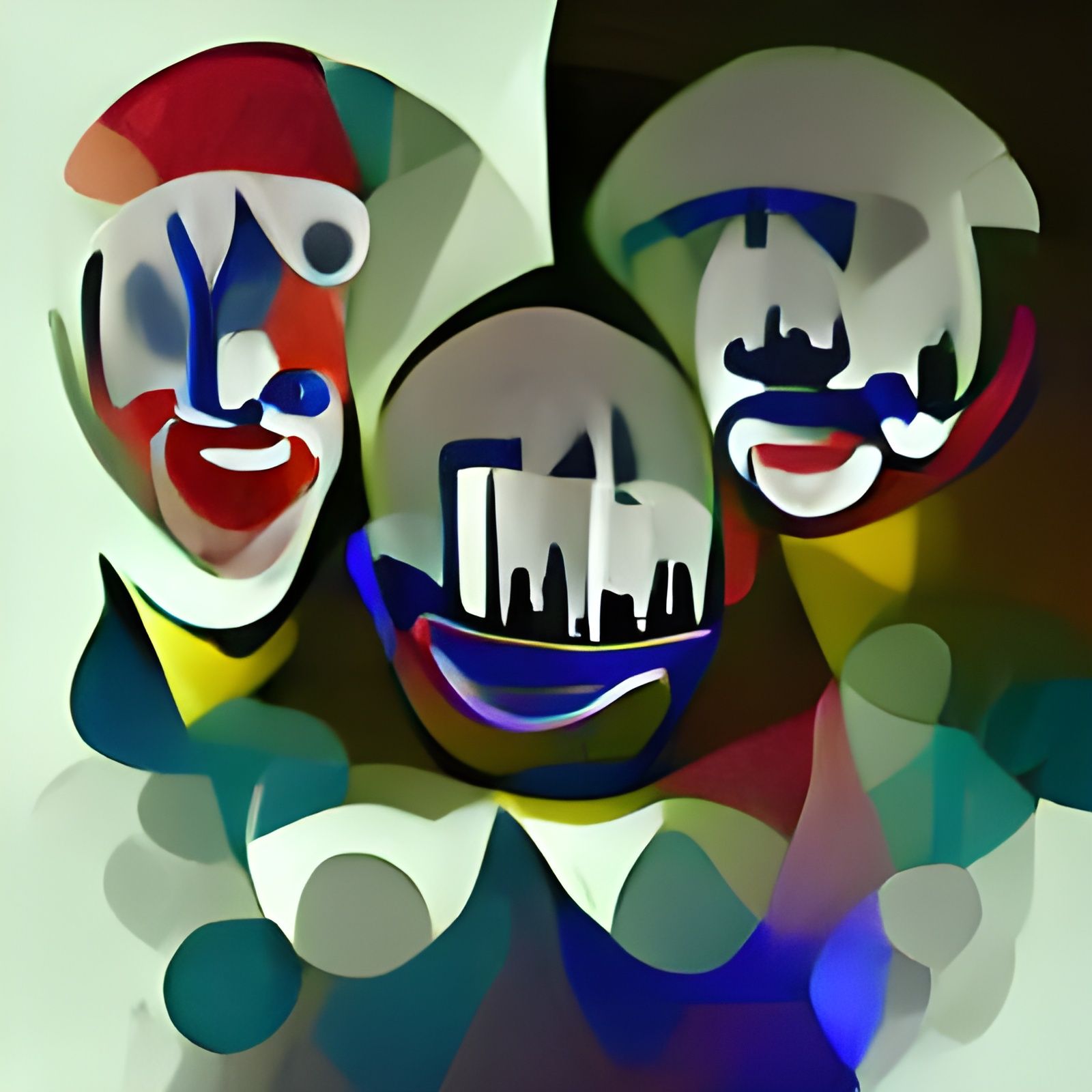 Abstract Night City Clowns: Minimalist Art