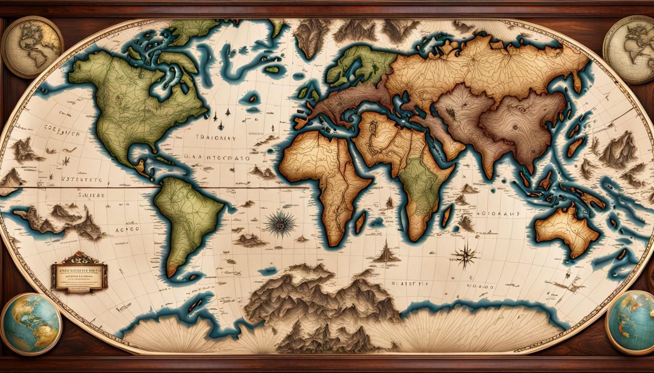 Detailed 3D Map Scroll with Vibrant Illustrations