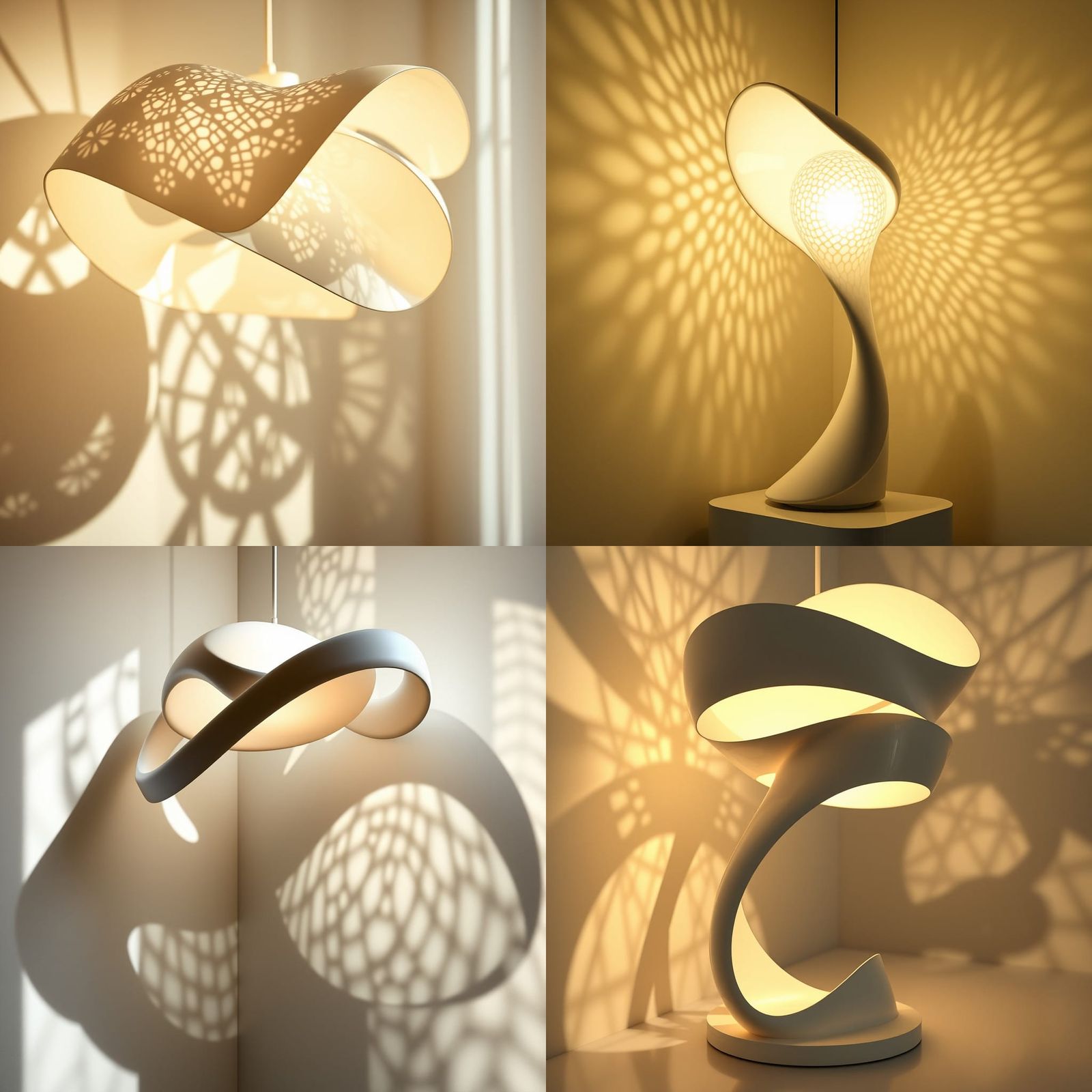 Organic Zaha Hadid-Inspired Lamp with Flowing Shapes and Int...