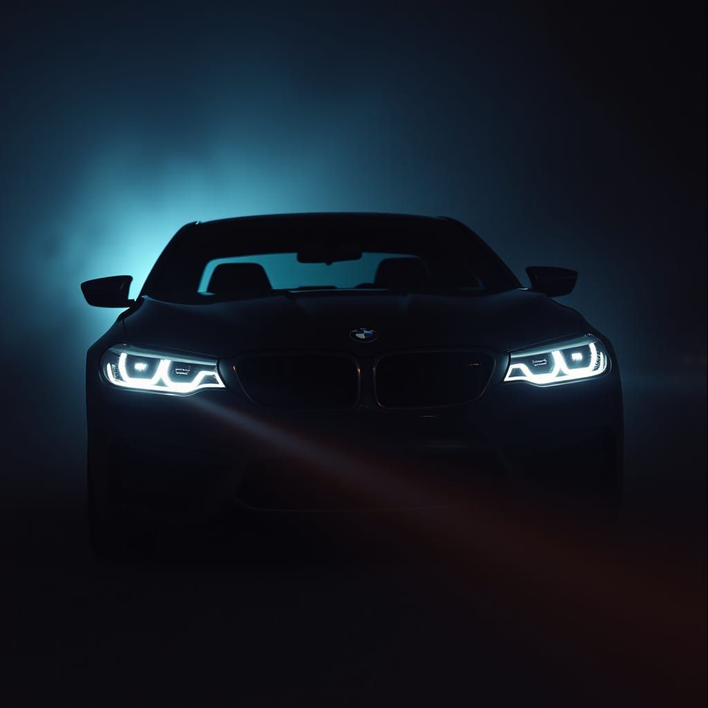 BMW M5 Emerges From Darkness with Neon Lights
