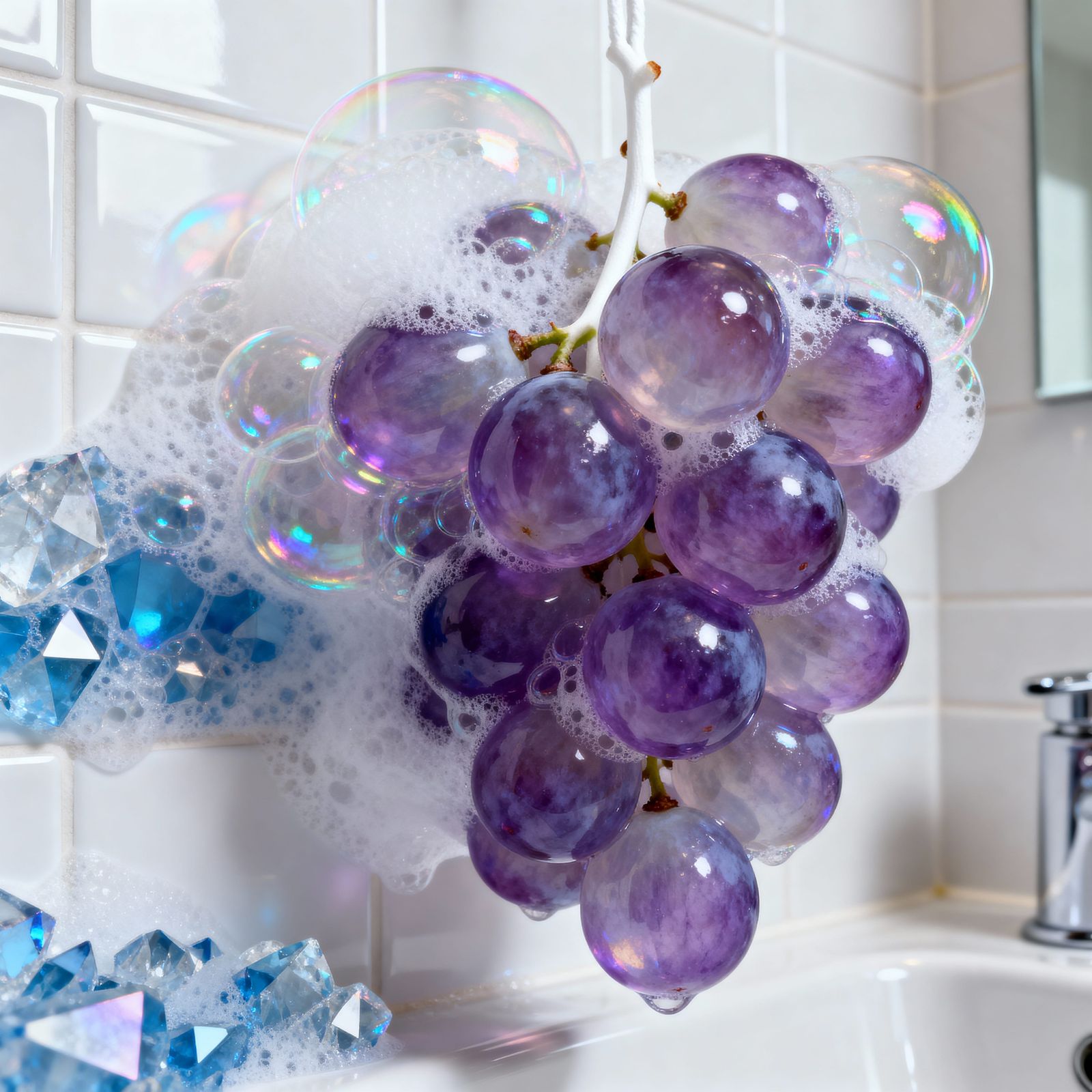 Iridescent Translucent Grapes Mimic Soap Bubbles