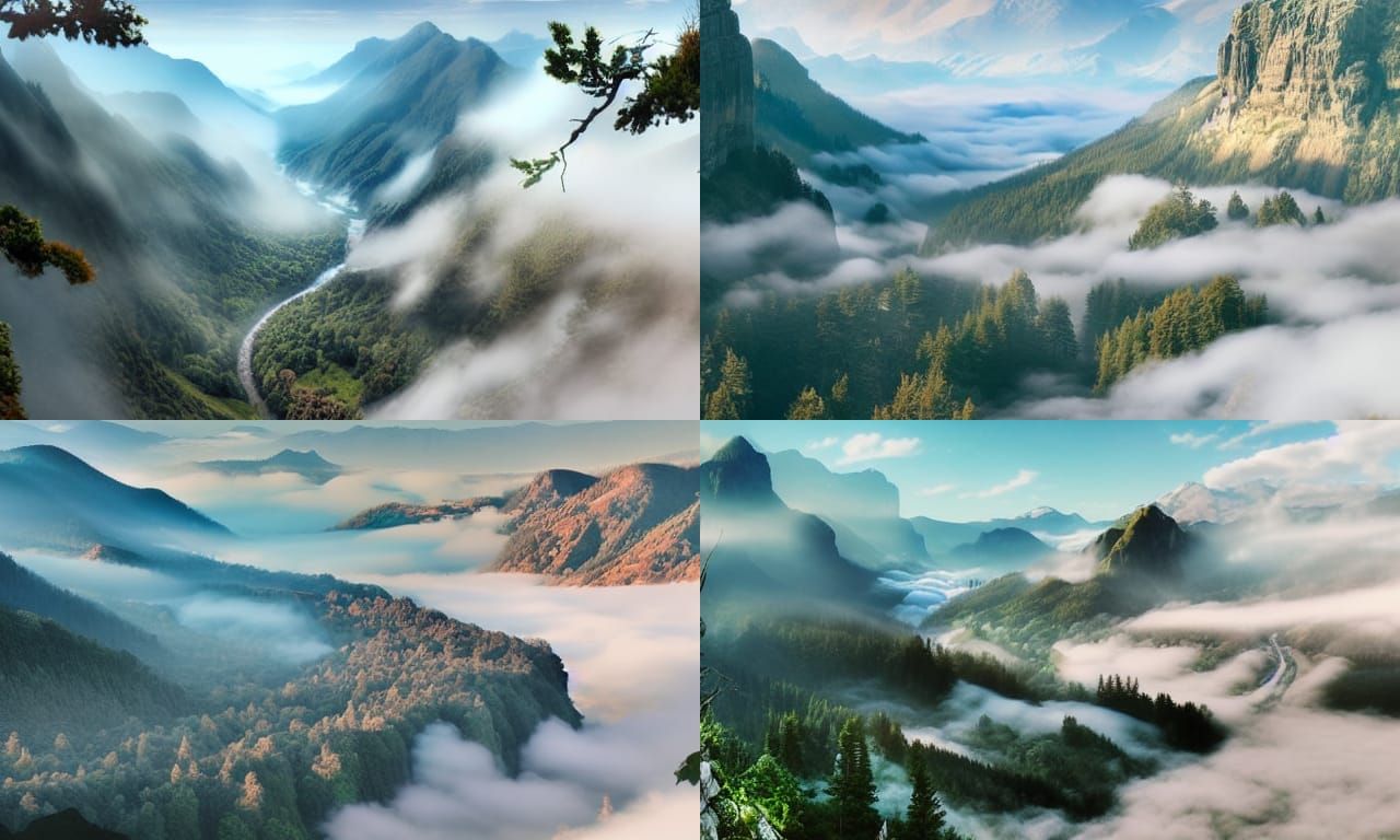 Epic River Valley Above the Clouds