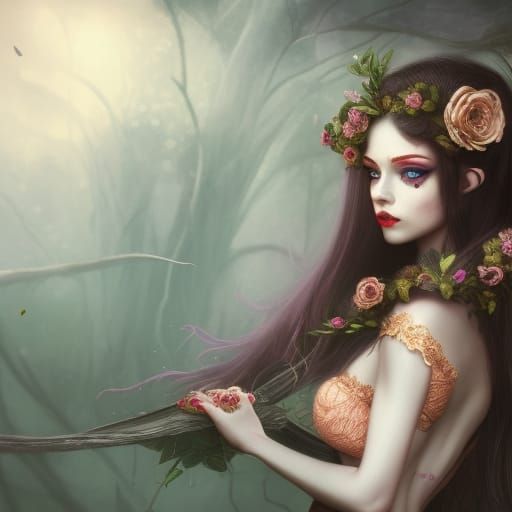 Enchanting Elf in Love with Flower of Death