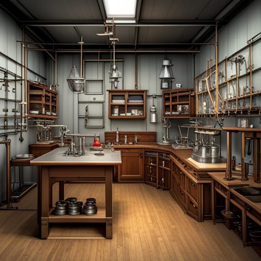 Detailed Alchemy Lab with Laser Beams