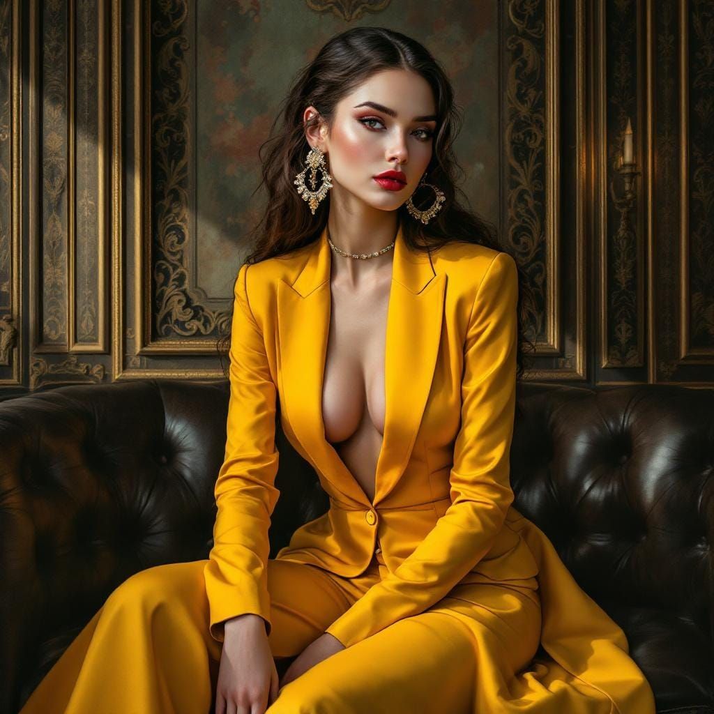 Elegant Woman in Formal Attire: Digital Art