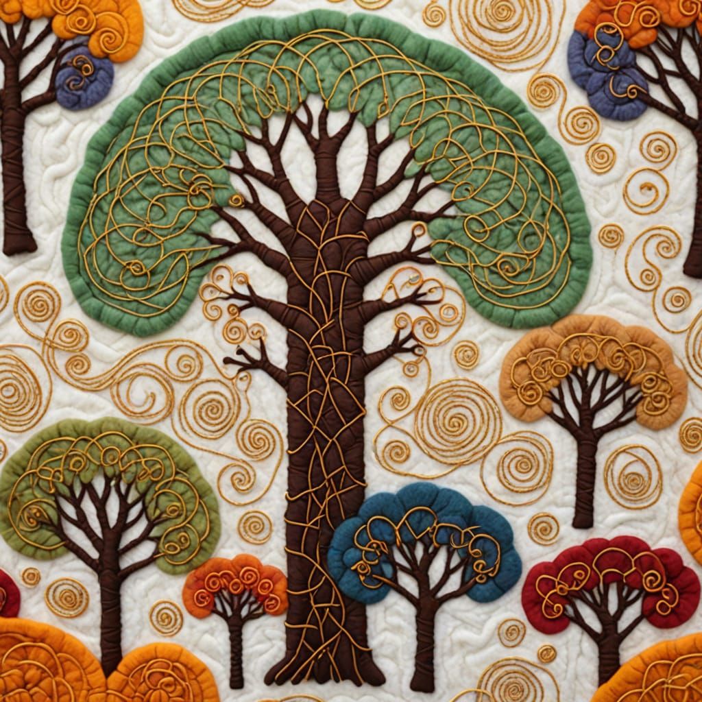 Abstract Art with Interlocking Wires and Woodblock Textures