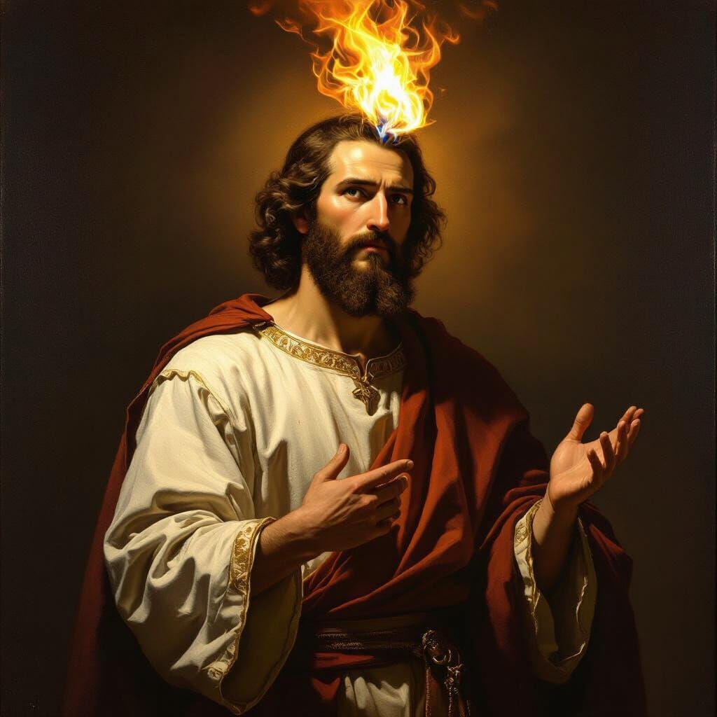 Saint Jude Thaddeus with Holy Spirit Flame, in Baroque Style