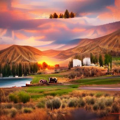 Nostalgic Sunset Over Idaho Landscape