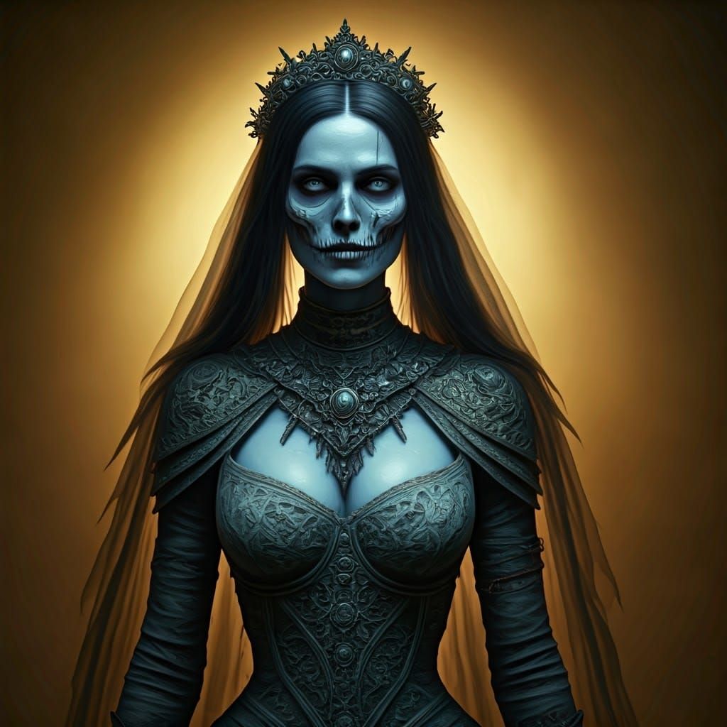 Undead Bride: Dark Gothic Portrait in Dreamlike Style
