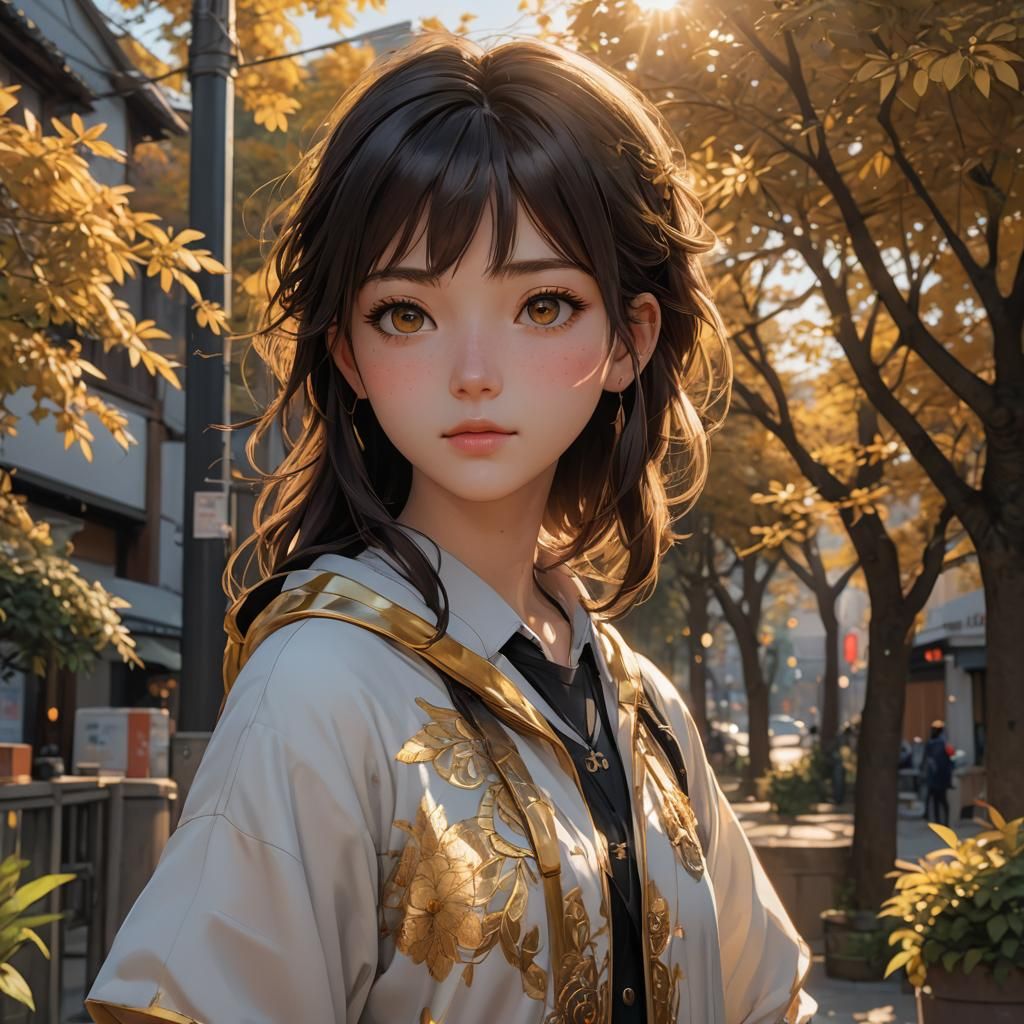 Anime Girl in Golden Hour Light