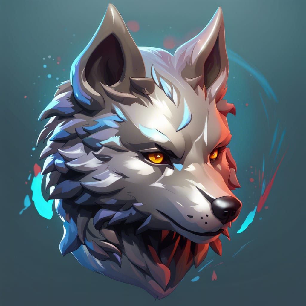 Detailed Chibi Wolf Portrait in an Art Nouveau Style