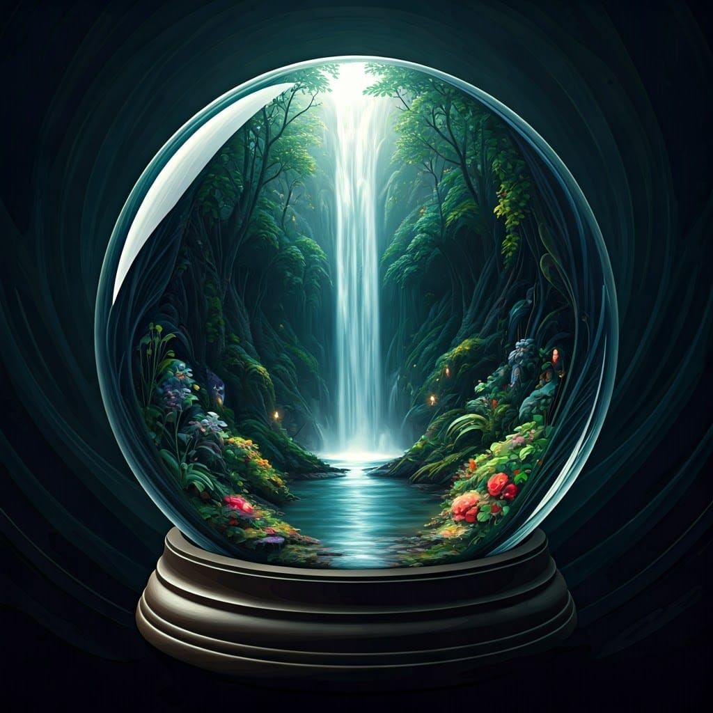 Enchanted Valley Snow Globe with Fairy Waterfall