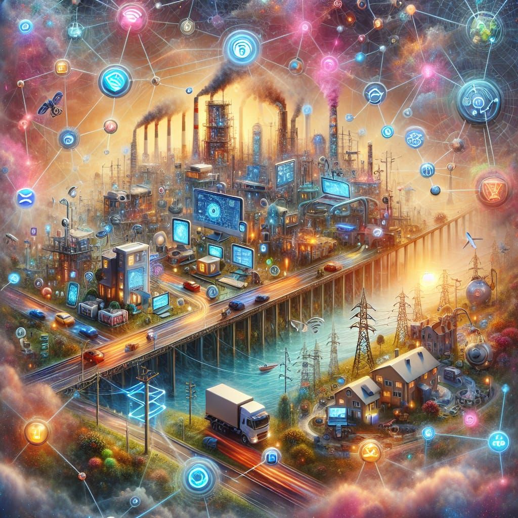 IoT Network of Connected Devices in Matte Painting