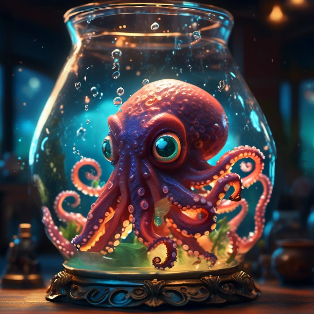 Psychic Octopus Escape: A Volumetric Chibi Masterpiece