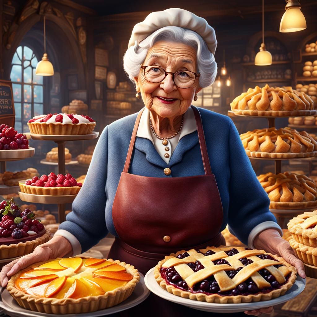Charming Bakery Scene with Delicious Fruit Pies