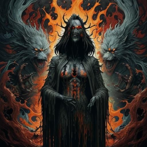 Fearsome Ghost Werewolf in Liquid Splatter Art