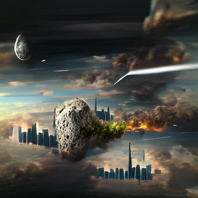 Asteroid Crashing Into Flying City
