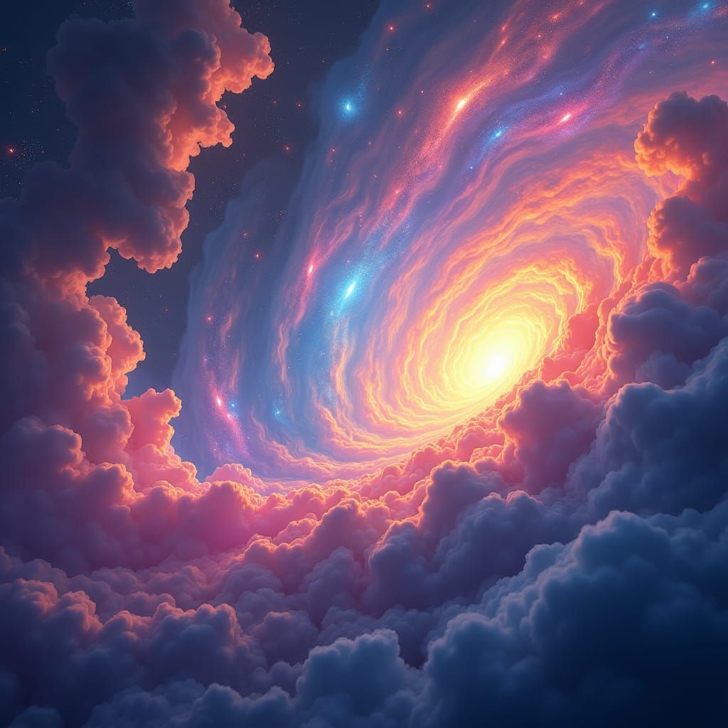 Rainbow Galaxy in Ethereal Matte Painting Style