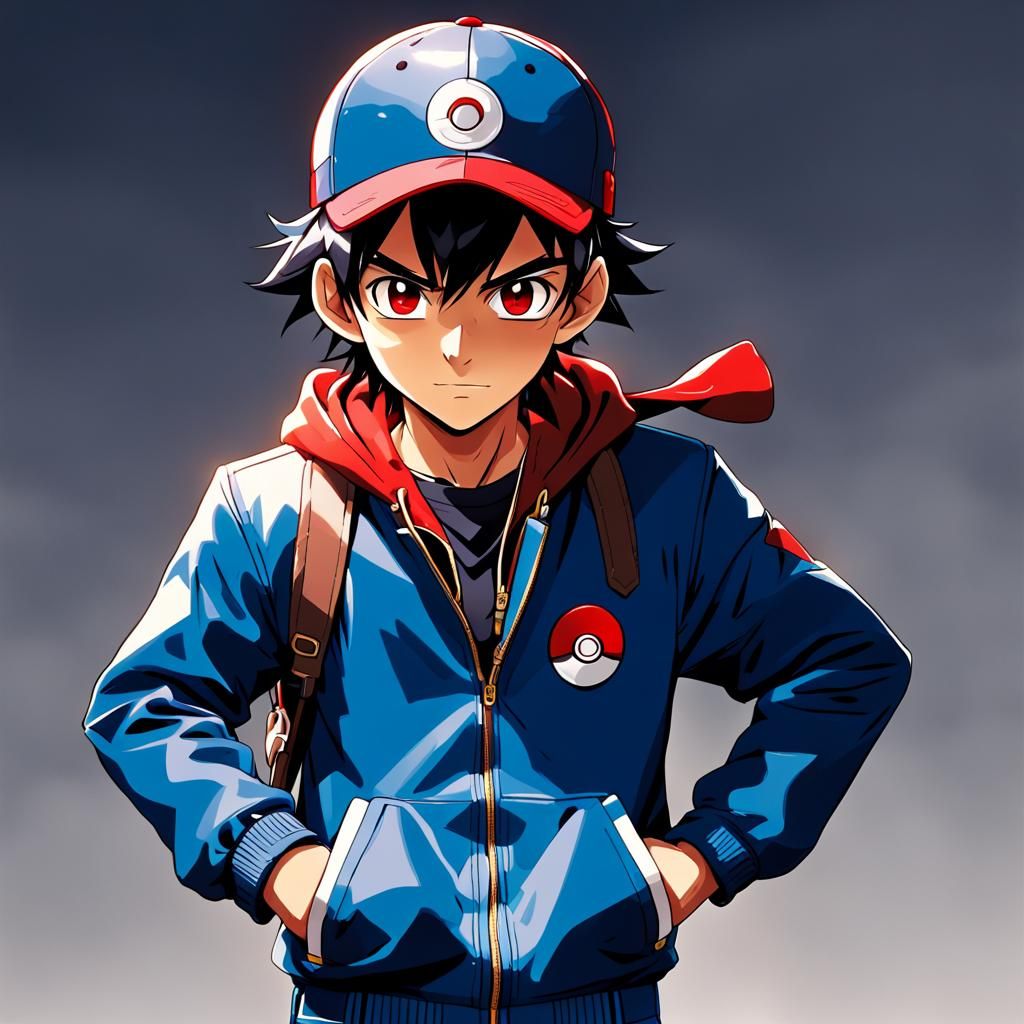 Ash Ketchum in Anime Key Visual Style