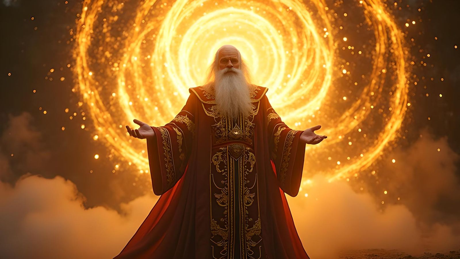 Wizard Conjuring Cryptocurrencies in Cinematic Style