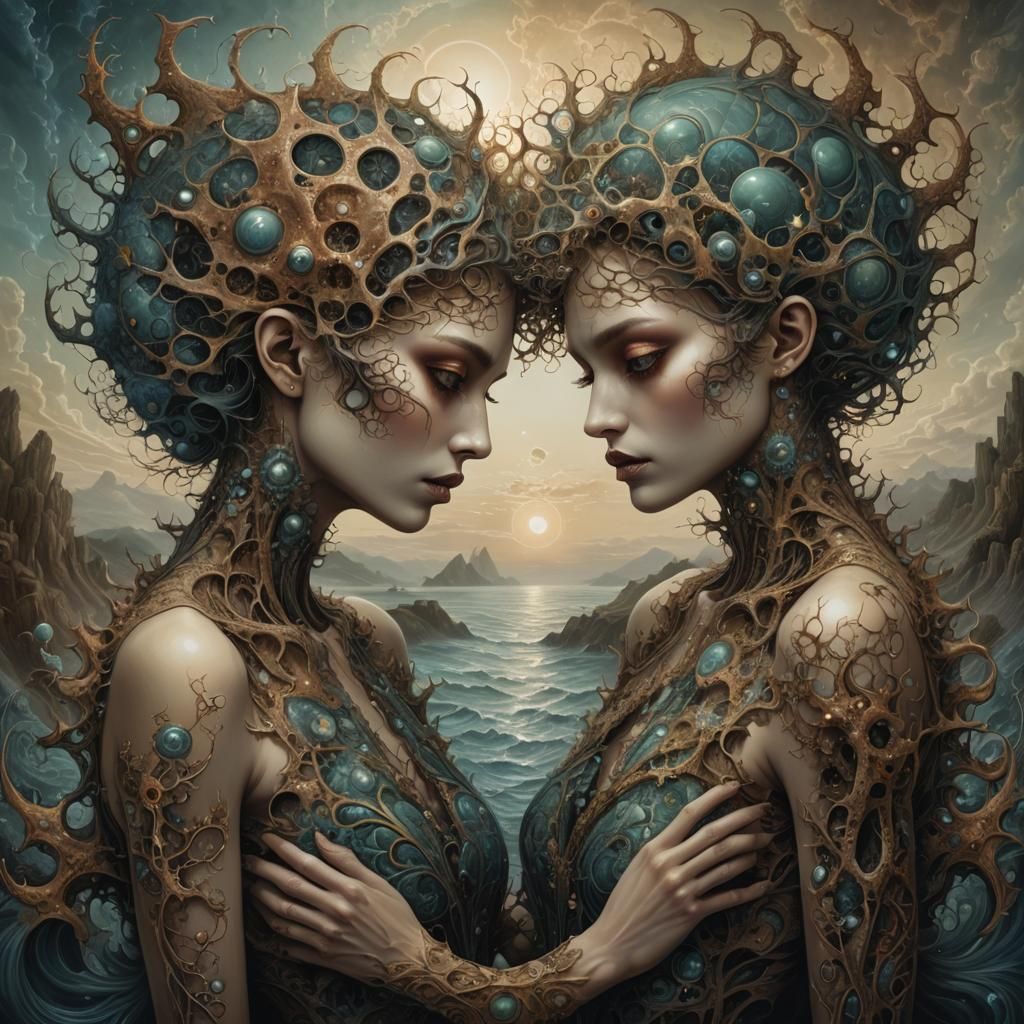 Fractal Expressionism: Androgynous Dancers in a Seascape