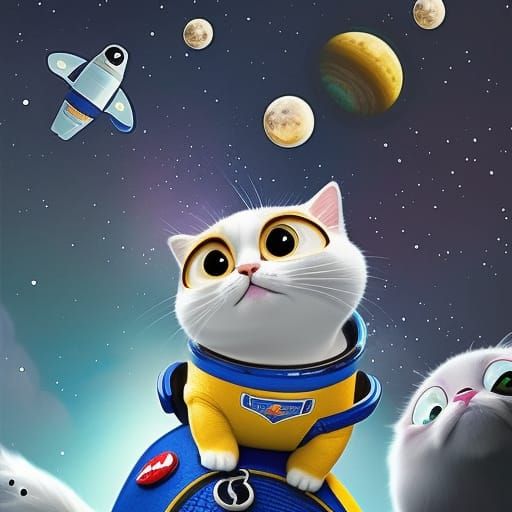 Cat Astronaut in Space: Pixar-Style 3D Art