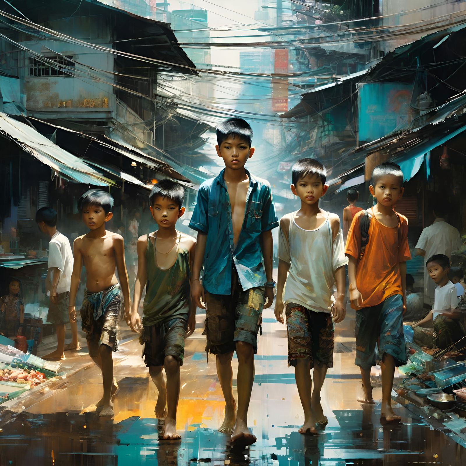 Barefoot Thai Boys in Bangkok (2)