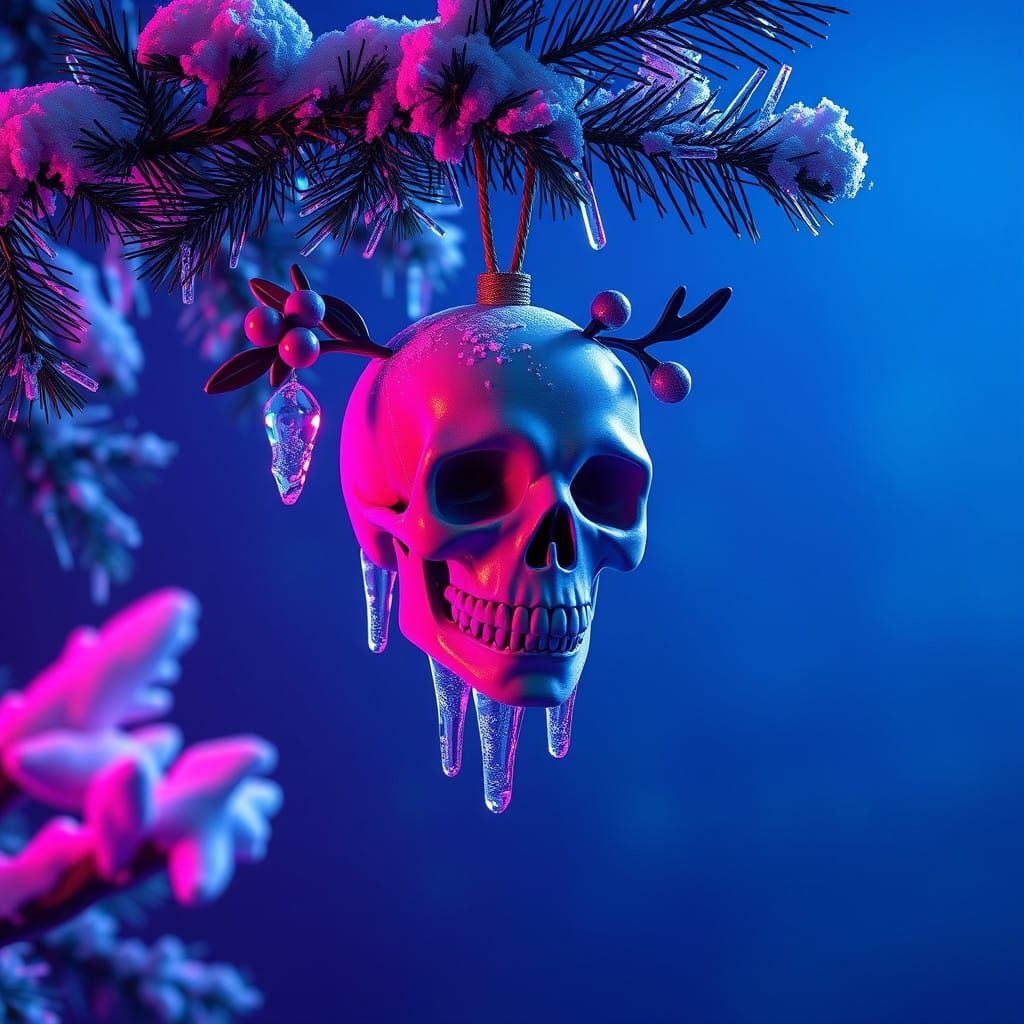 Cyberpunk Christmas Decor in a Futuristic Landscape