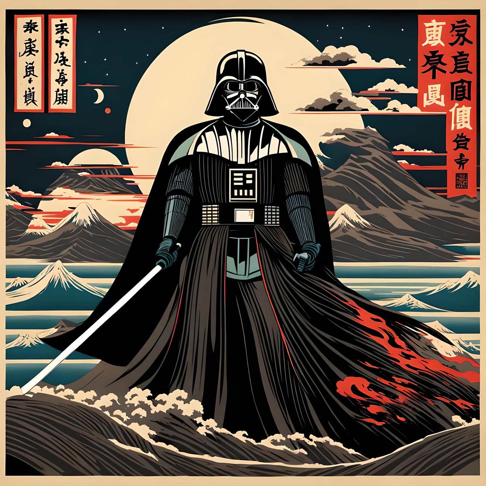 Ukiyo-e Darth Vader Retro Print