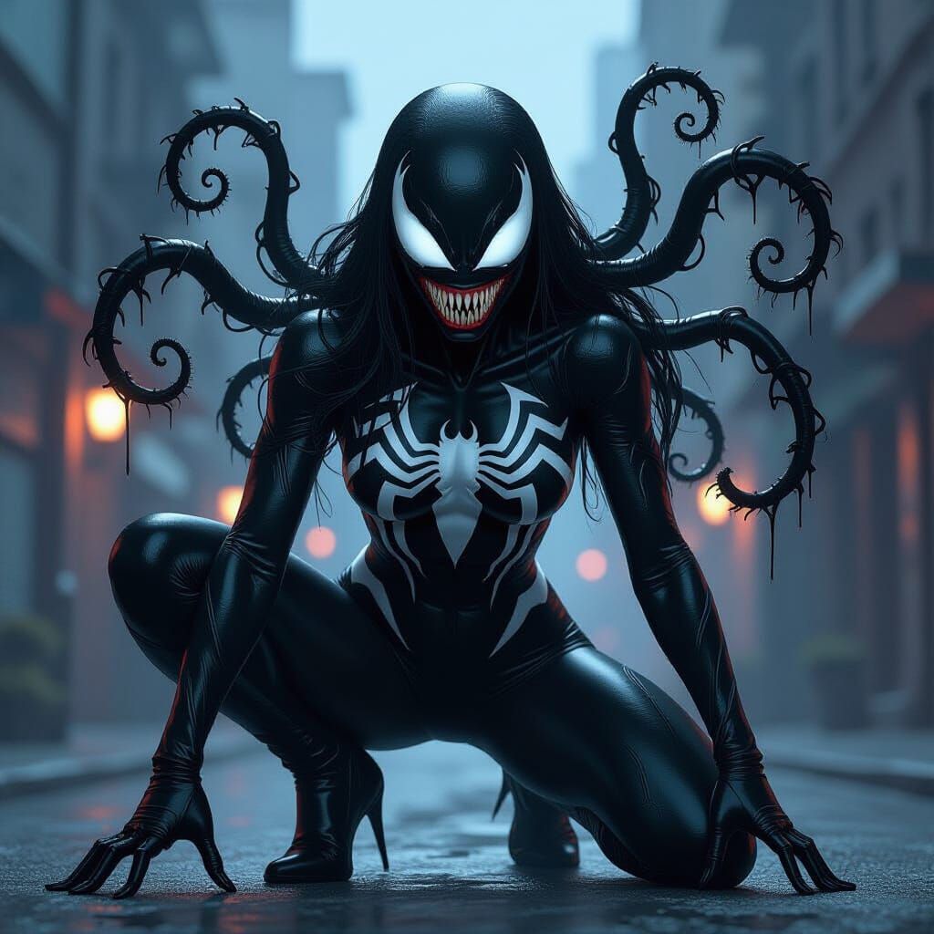 Seductive Female Venom in Action Pose