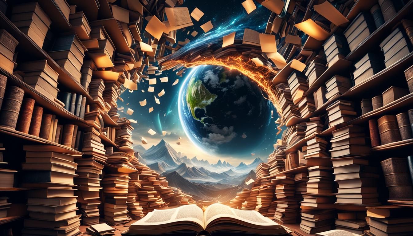 Swirl of Books: Universal Knowledge in Digital Painting