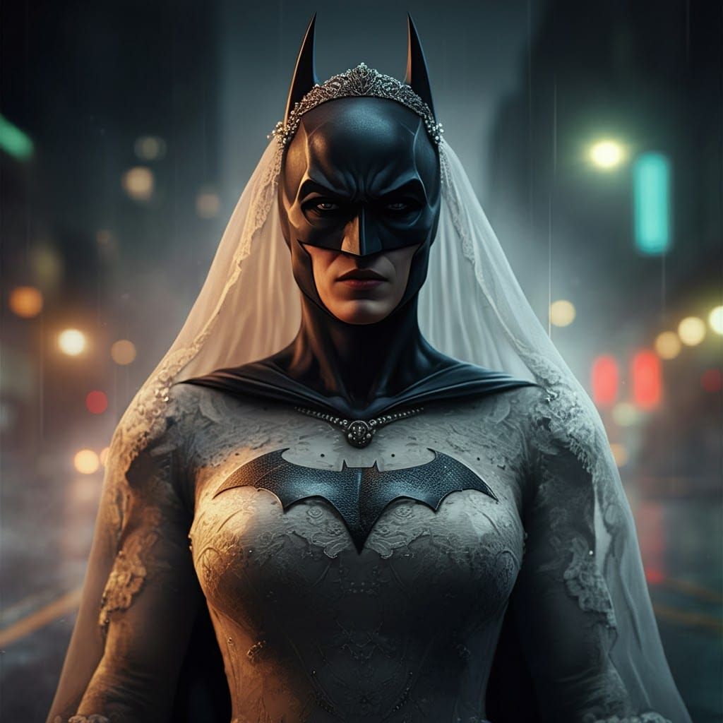 Batman as Bride in Art Nouveau Gotham Portrait