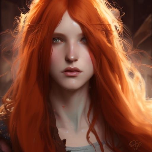 Redhead Elf Wizard Portrait in Concept Art Style