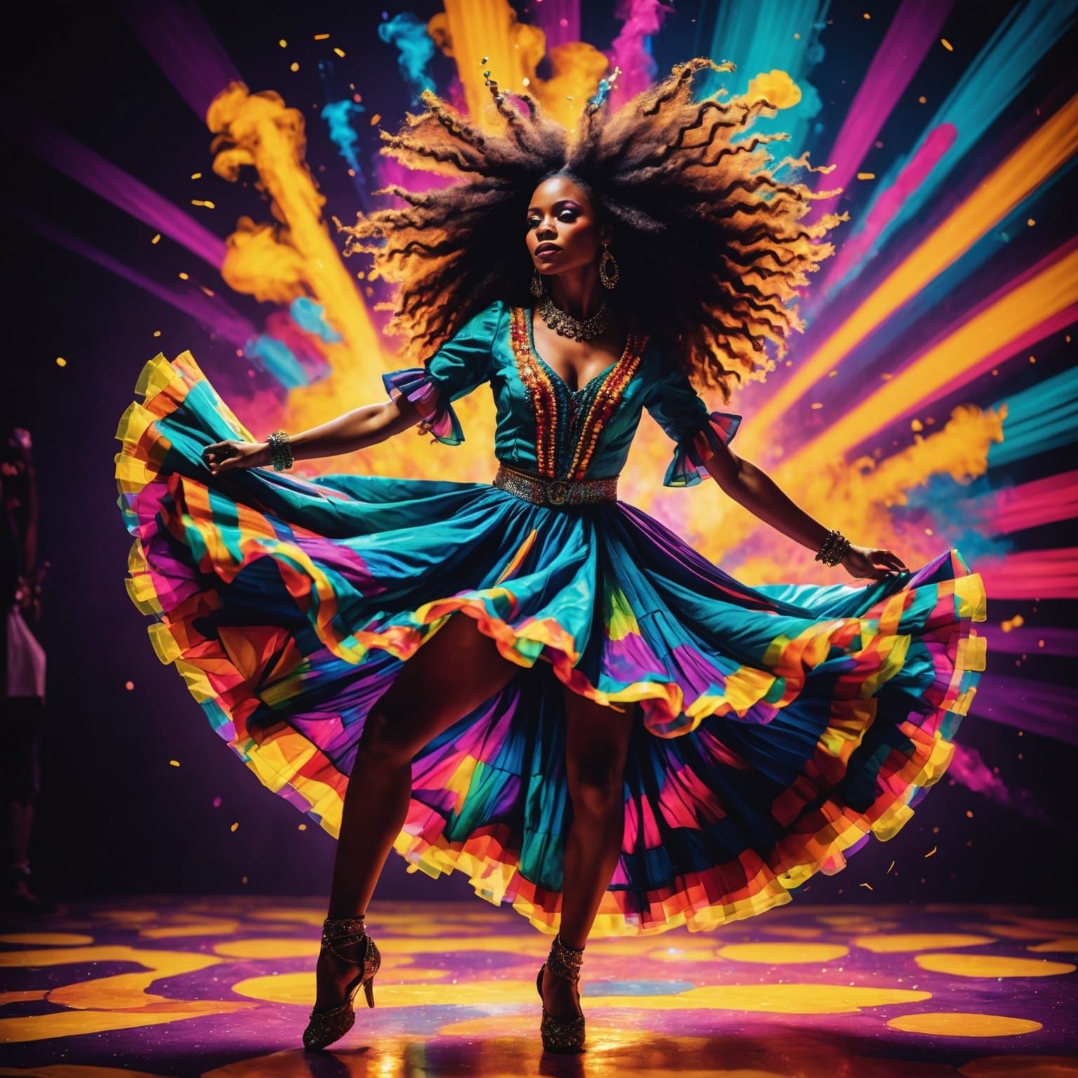 Psychedelic Pop Art Dancefloor with Creole Dancer