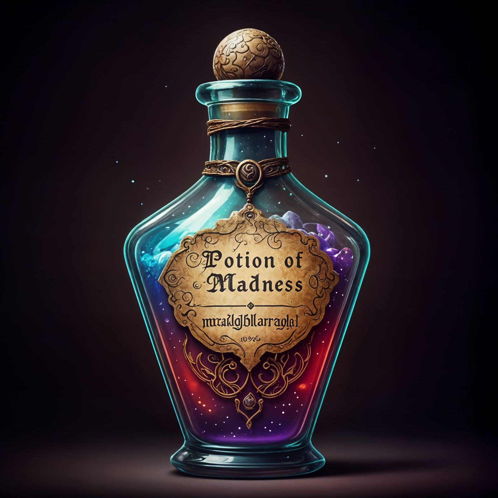 Enchanted Potion of Madness in a Mysterious Bottle