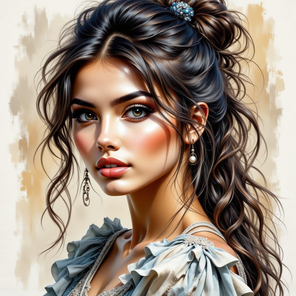 Elegant Colored Pencil Portrait of a Woman