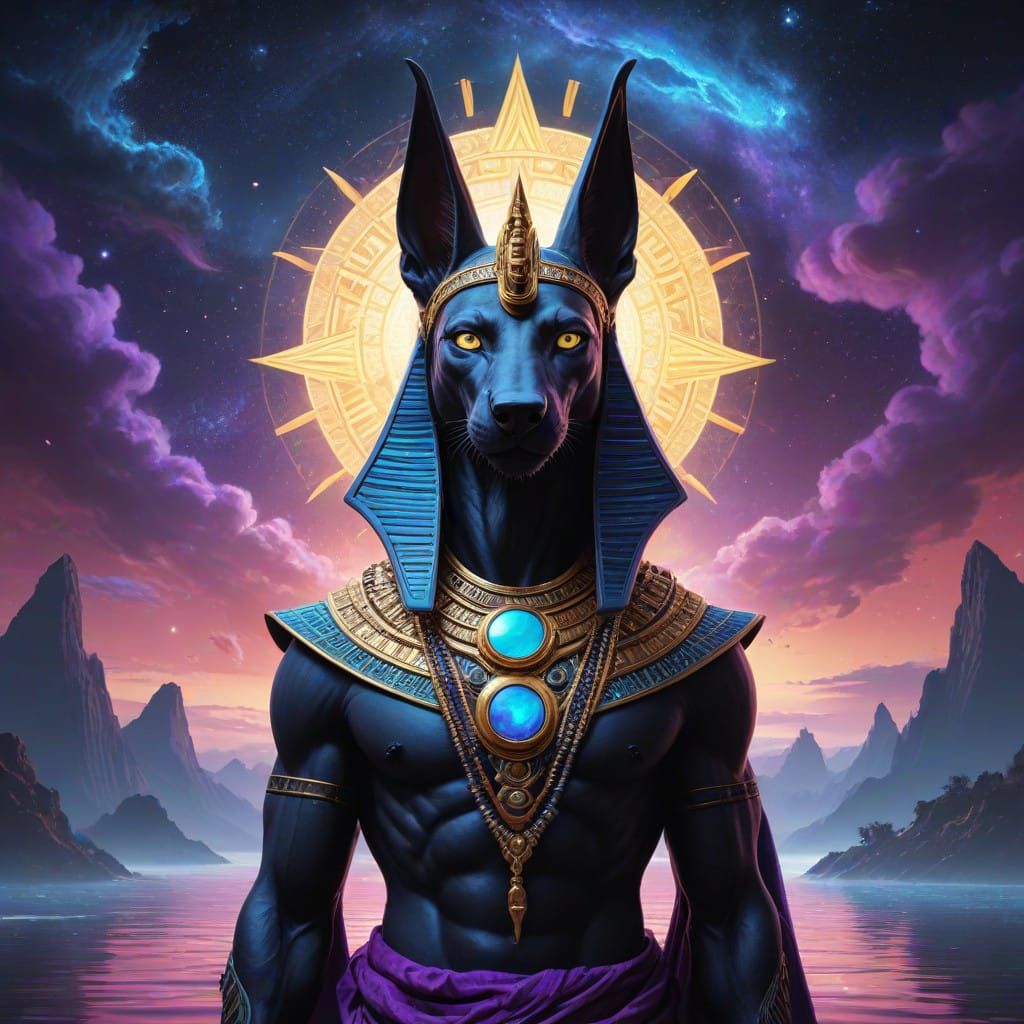 Golden God of the Cosmos in Vibrant Psychedelic Style