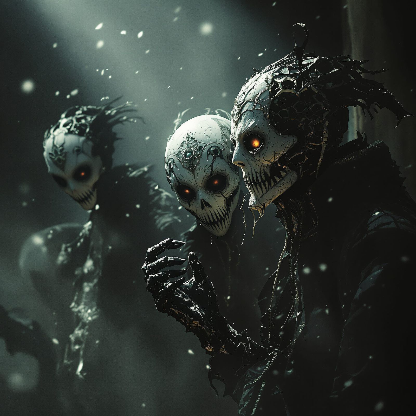 Decaying Masquerade Ball Frozen in Gothic Horror Style