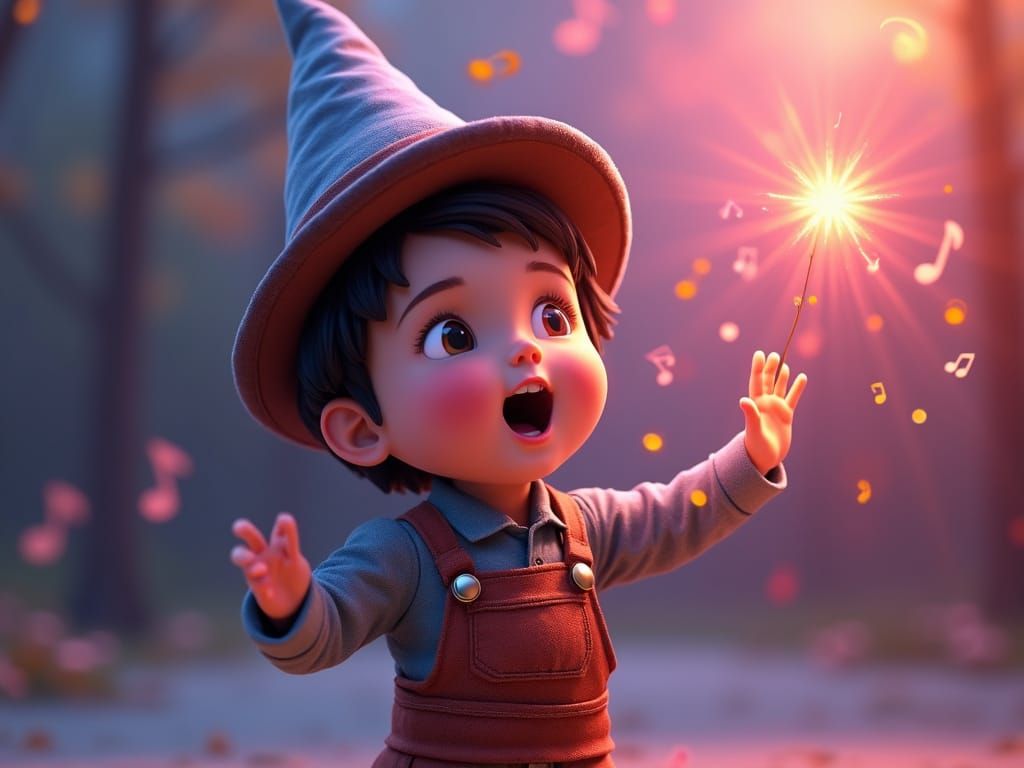 Vibrant Young Gnome Sings with Radiant Melody